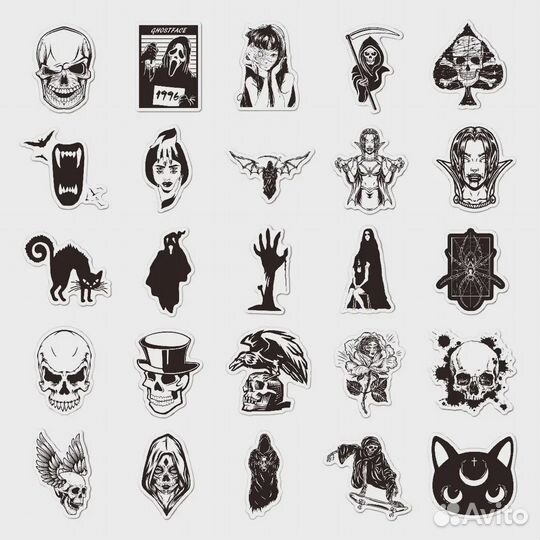 Наклейки стикеры готика 50шт. Виниловые
