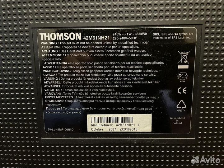 Телевизор Thomson 42M61NF20 42 дюйма