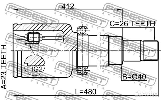 Шрус внутренний правый 23x40x26