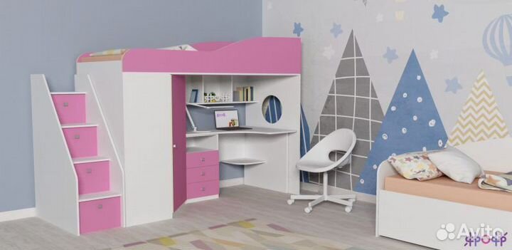 Кровать чердак «Кадет 1» с универсальной лестницей