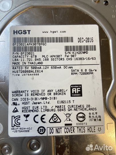 Жесткий диск hgst 6 тб