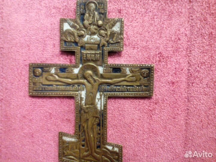 Напрестольный крест 19 века в эмалях