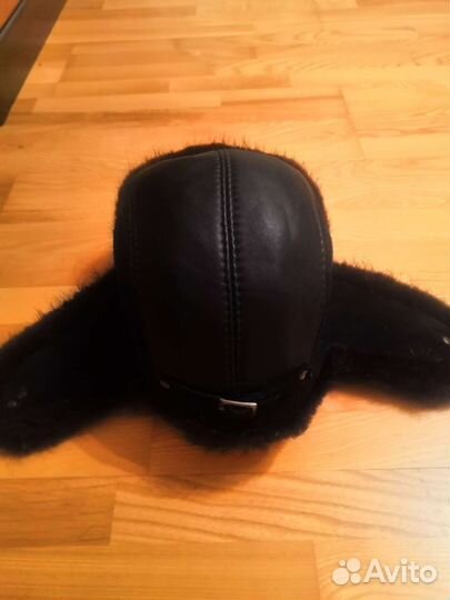 Шапка ушанка мужская натуральный мех и кожа