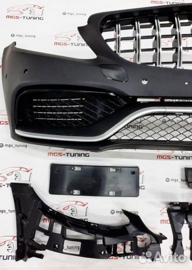 Бампер C63 с решеткой GT AMG на W205 13-18г