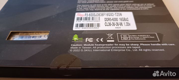 G.Skill trident Z5 NEO 32Gb (2-16gb) DDR5 6000мгц