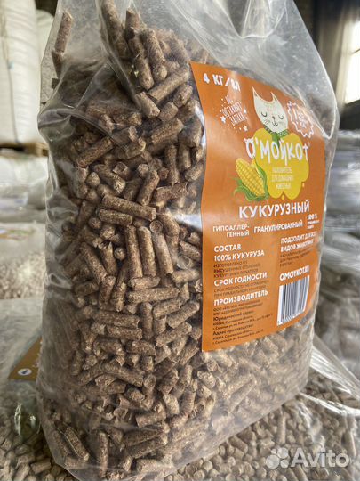 Кукурузный наполнитель для животных 4 кг/8 л