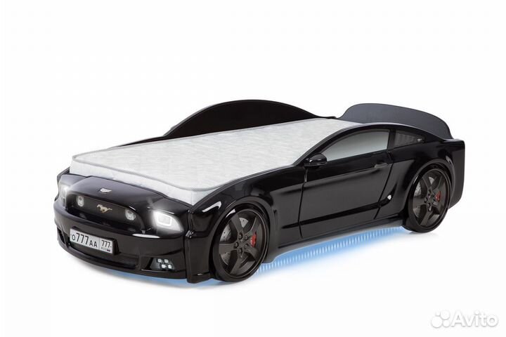 Детская кровать Мустанг 3д черная