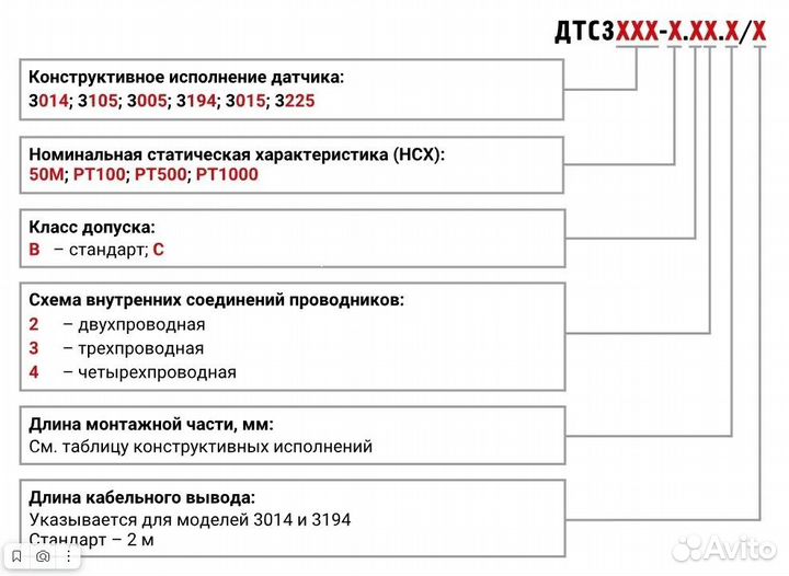 Датчик температуры дтс3005-рт1000.в2