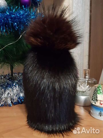 Шапка норковая коричневая женская