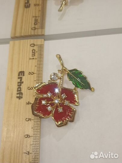 Брошь эмаль мак лилия винтаж