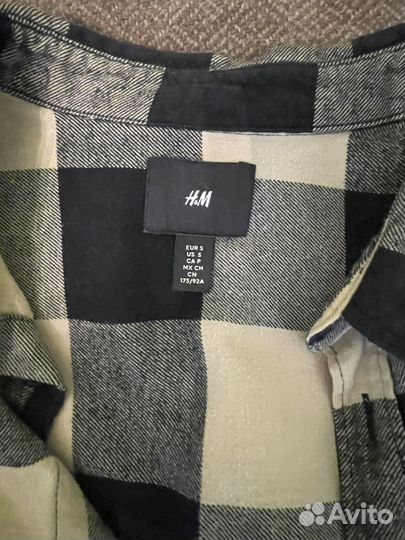 Рубашка бежевая мужская, шерстеная H&M