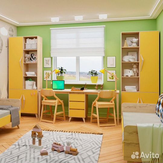 Детский школьный уголок для двоих детей