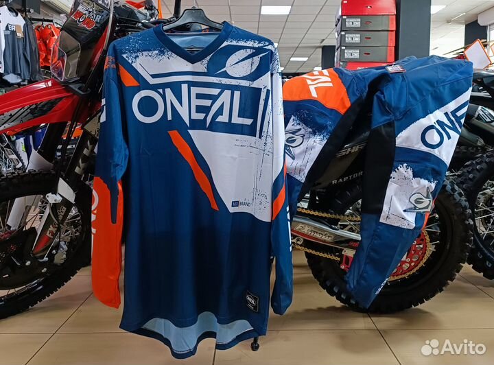 Комплект джерси + мотоштаны oneal rider сини/оранж