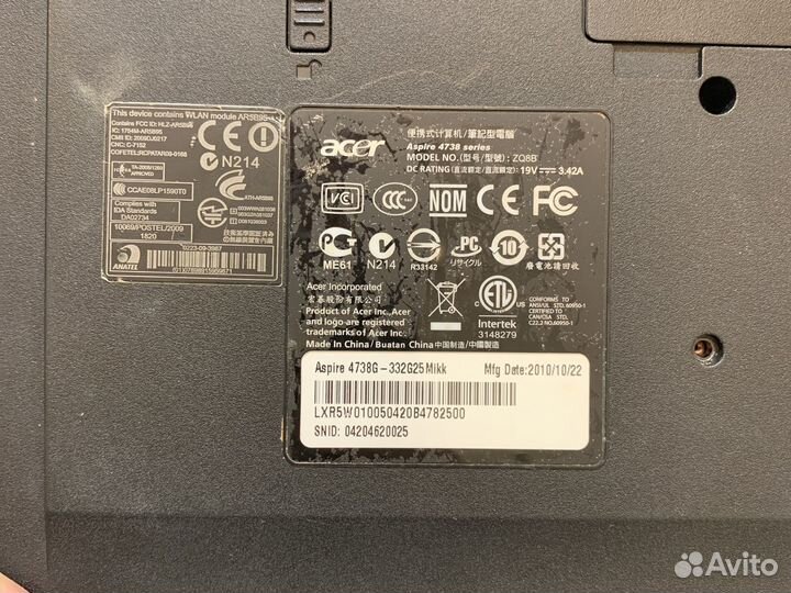Ноутбук Acer aspire 4738G 332g25 Mikk