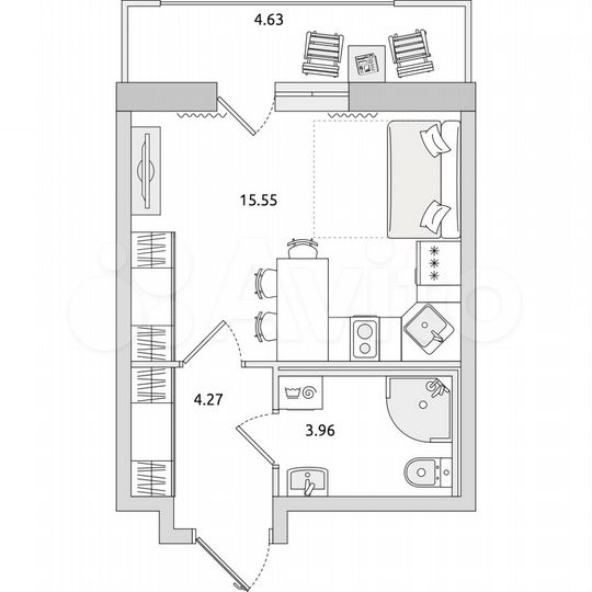 Квартира-студия, 28,4 м², 13/22 эт.