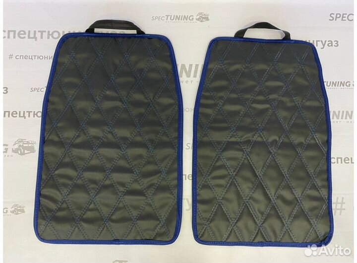 Защитные чехлы на сиденья двойная синяя строчка