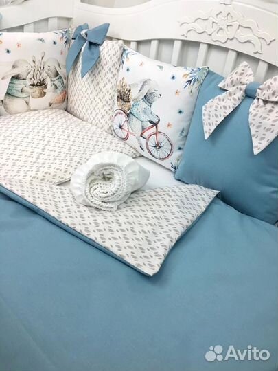 Бортики в кроватку и балдахин Lux качество