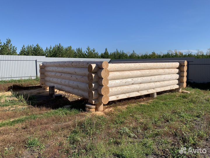 Сруб бани 6х6 м с выносом 3 м