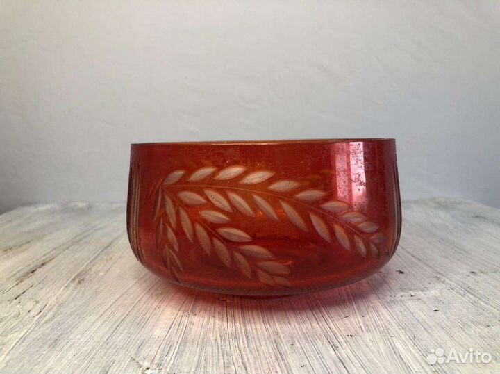 Конфетница цветное стекло СССР