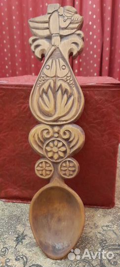 Короб из бересты большой, ложка декоративная больш