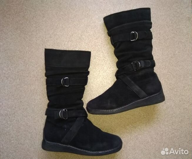 Сапоги, Антилопа. Зима.Нат.замша и мех. Р33