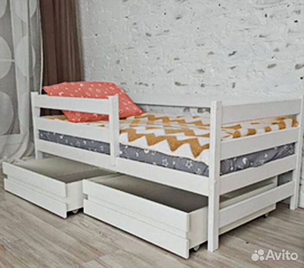 Кроватка высокий борт детская софа эко из массива