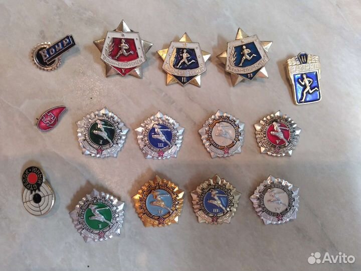 Значки СССР гто Воин-спортсмен Донор 15 шт
