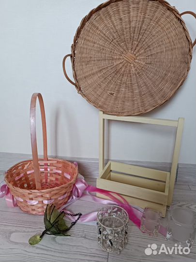 Декор для дома корзинки, подсвечник