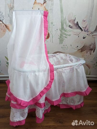 Кровать люлька для кукол с постельным и балдахином