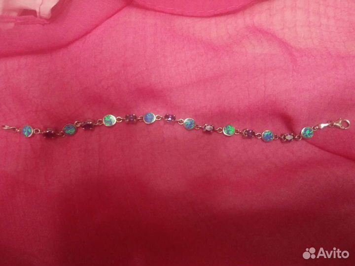 Серебряный браслет с натуральными камнями Греция