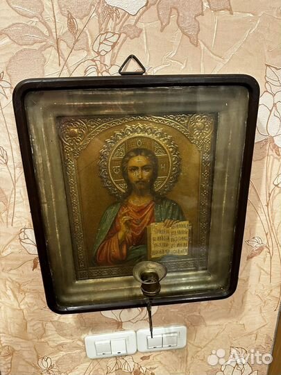 Старая икона накатка по металлу бонакер И жако