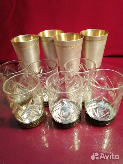 Стопки (хрусталь,мельхиор основа, мельхиор) СССР