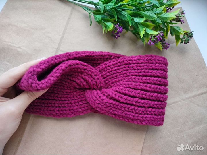Повязка на голову вязаная