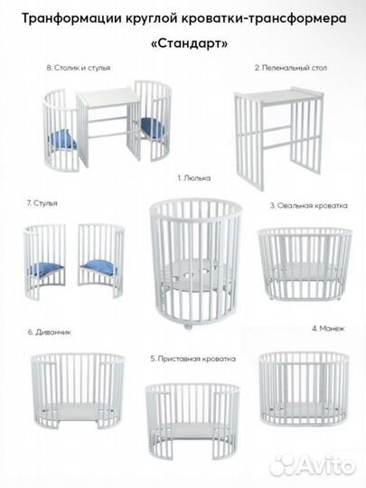 Детская кроватка трансформер 8 в 1