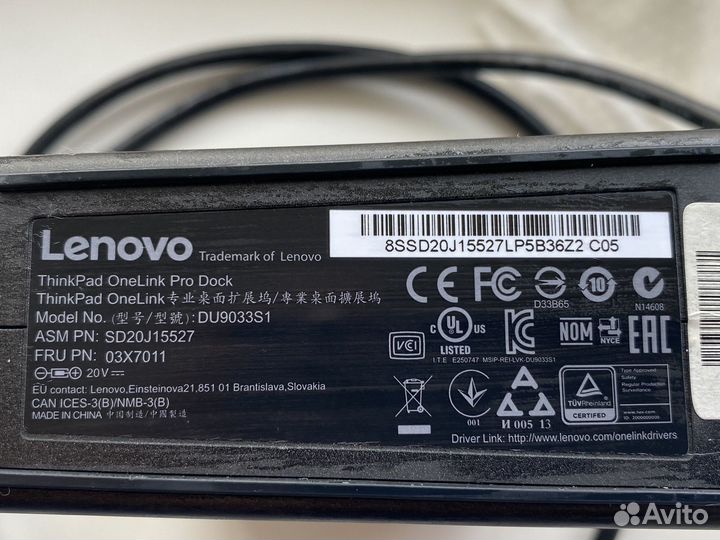 Док станция Lenovo ThinkPad usb 3.1