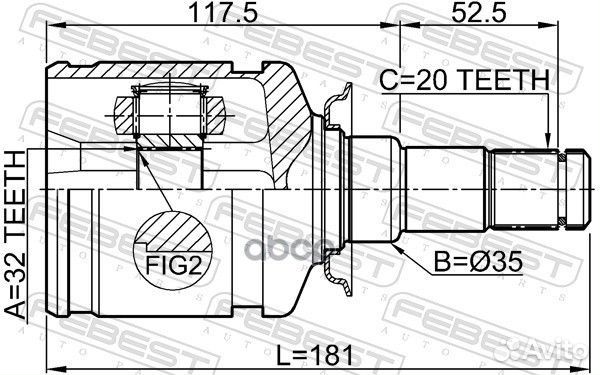 Шрус внутренний левый 0111-CT220LH Febest