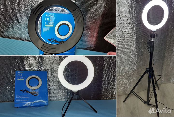 Кольцевая светодиодная лампа на треноге 16см
