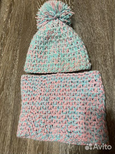 Комплект шапка и снуд ручной вязки