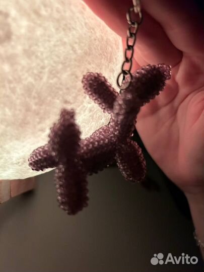 Брелок амигуруми собака из бисера