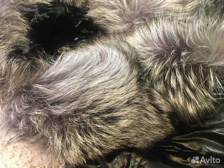 Пальто из экокожи с натур.воротником