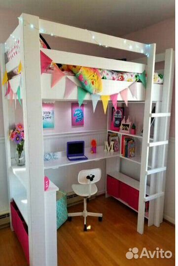 Кровать-чердак из массива сосны