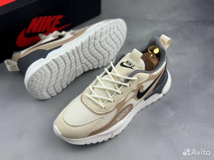 Летние мужские кроссовки бежевые Nike Air