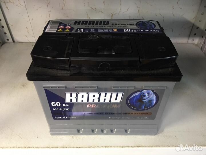 Аккумулятор 60 Ач 600 ампер Karhu Premium