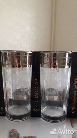 Наборы из 6 стаканов новые (Гусь Хрустальный)