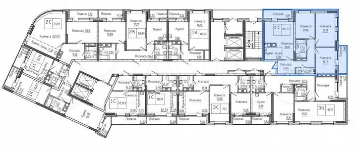 4-к. квартира, 96,3 м², 23/25 эт.