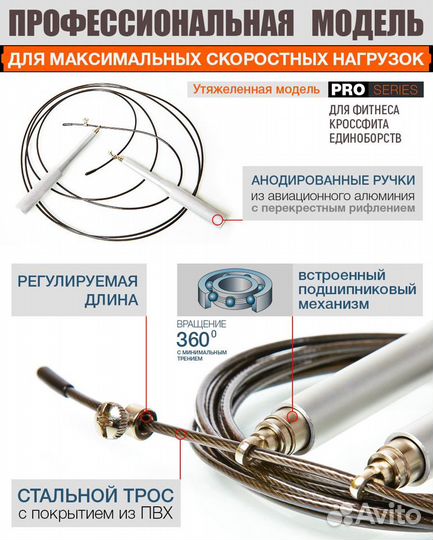 Скакалка скоростная (ручки металл)