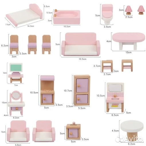 Деревянная мебель для кукольного домика, для кукол
