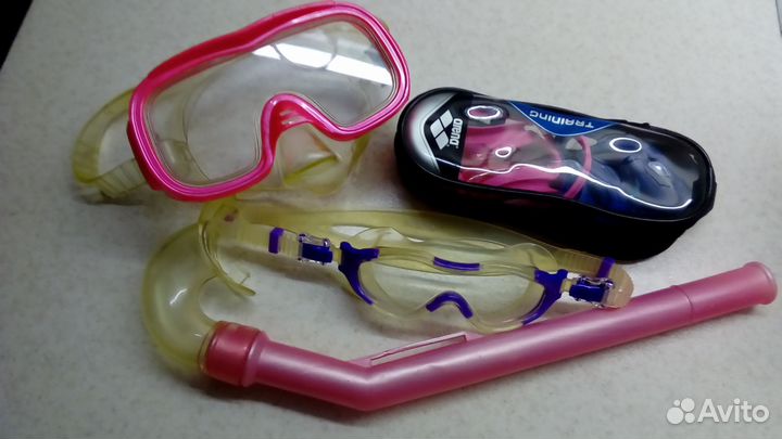 Маска и трубка, очки подростковые для плаванья