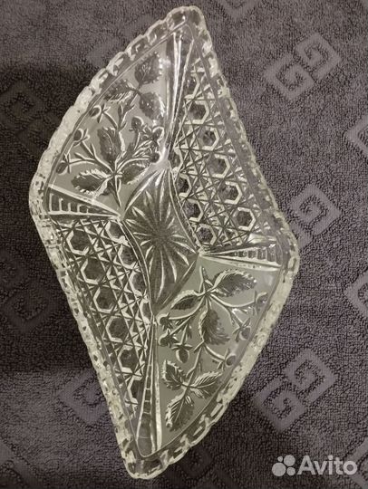 Хрустальная менажница,ладья,салатник СССР