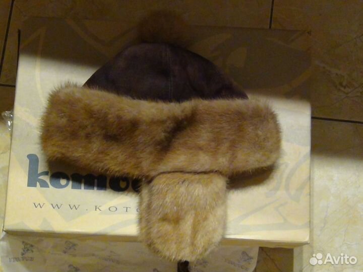 Шапка из норки и замши для девочки